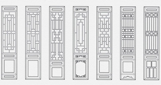 南票常用中式仿古花窗图案隔断设计图